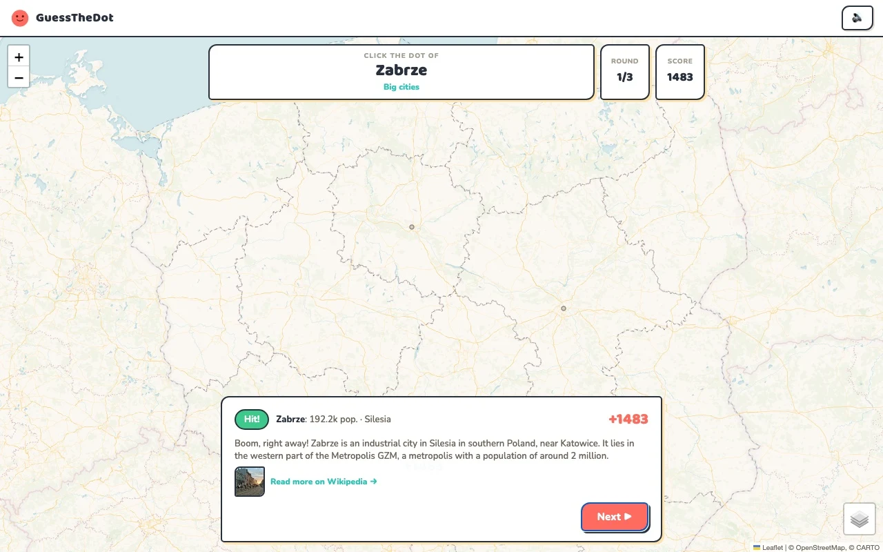 Actual Poland game feedback after a map answer